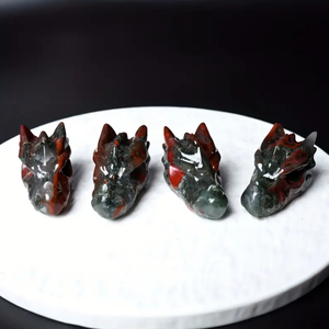 Crânes de dragon sculptés en pierre de sang africaine de haute qualité, 5 cm, uniques, pour la décoration de la maison ou du bureau, marque Crystalhola, tendance, vente en gros - Product Image 5