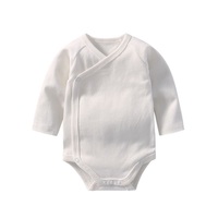 Combinaison bébé manches longues printemps-automne, pyjama bébé en coton pur, couleur unie, barboteuse en tricot pour nouveau-né