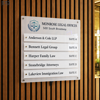 Plaque signalétique murale en laiton avec code QR pour nom de bureau, carte de table, panneau de porte, annuaire d'entreprise, plaques de bâtiment de bureau pour cabinet d'avocats
