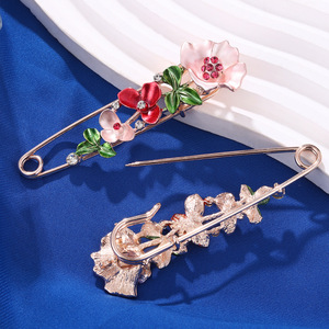 Flower Shape Decorative Brooch Rhinestone Embellished Zinc Alloy <b>Pin</b> <b>For</b> Scarf <b>Shawl</b> Clip Gift 7.5x1.8cm - Product Image 2