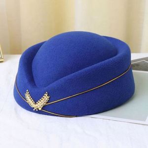 Béret d'uniforme d'hôtesse de l'air 100% laine, haute qualité, OEM, bleu, pour femme, toutes saisons, idéal pour la plage et le sport - Product Image 4