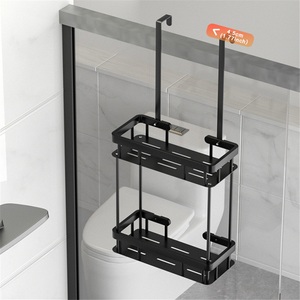 Étagères de rangement modernes à double niveau pour salle de bain, à suspendre derrière la porte, sans perçage, étanches, en acier inoxydable, pour douche et toilettes - Product Image 3