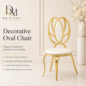 Wholesale Gold Stainless Steel Floral Open Back Wedding Banquet Chair with <b>White</b> <b>Cushion</b> for Event Rental - Product Image 1
