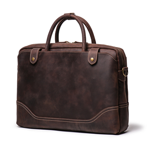 Borsa a Tracolla da <span class=keywords><strong>Uomo</strong></span> in <span class=keywords><strong>Pelle</strong></span> di Vacchetta di Prima Qualità, Stile Retrò, per Laptop da 14 Pollici, Adatta anche per Donne - Product Image 4