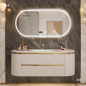<span class=keywords><strong>Mobile</strong></span> <span class=keywords><strong>Bagno</strong></span> Sospeso di Lusso con Lavabo, Quercia Curvata, Griglia, di Buona Qualità, su Misura - Product Image 3