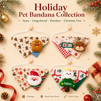 Bandana de Noël triangulaire pour animaux de compagnie avec décoration de personnage 3D
