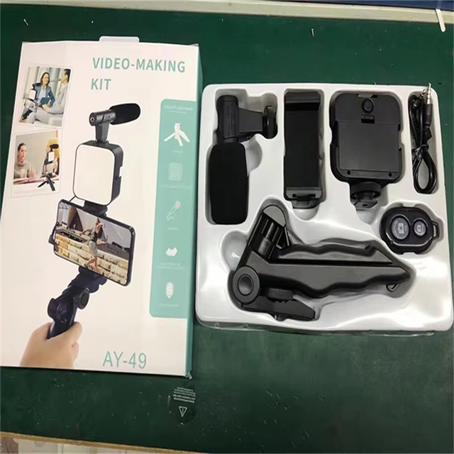 Hot Microphone Remote Control Tripod Camera Vlogging Kit Smartphone Led Fill Light AY-49 Live Microphone Video Making Kit