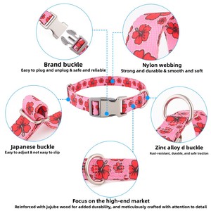 Collier de promenade pour chien réglable en nylon personnalisé avec impression par transfert thermique, motif floral pour chiens de taille moyenne à grande, idéal pour les Alaskan <span class=keywords><strong>Malamute</strong></span> - Product Image 4
