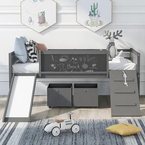NOVA Boys Girls Teens Bedroom struttura del letto a soppalco singola bassa in legno <span class=keywords><strong>con</strong></span> scivolo e spazio di archiviazione e scaletta da arrampicata e lavagna - Product Image 1