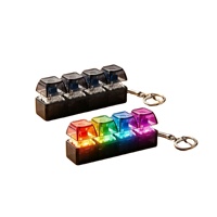 Lot de 4 mini-claviers rectangulaires lumineux en plastique haute transparence, porte-clés de décompression style clavier mécanique pour le bout des doigts