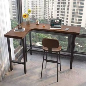 Solid Wood L Shape Bar <b>Table</b> High <b>Table</b> For <b>Balcony</b> Leisure Modern Home Use Durable Design - Product Image 3