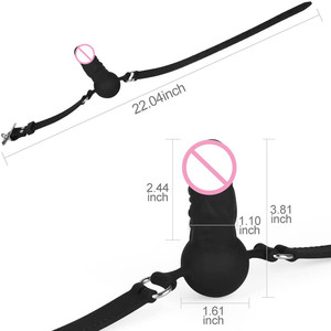 Bâillon buccal réglable en silicone réaliste avec boule pour SM, équipement de bondage noir - Product Image 3