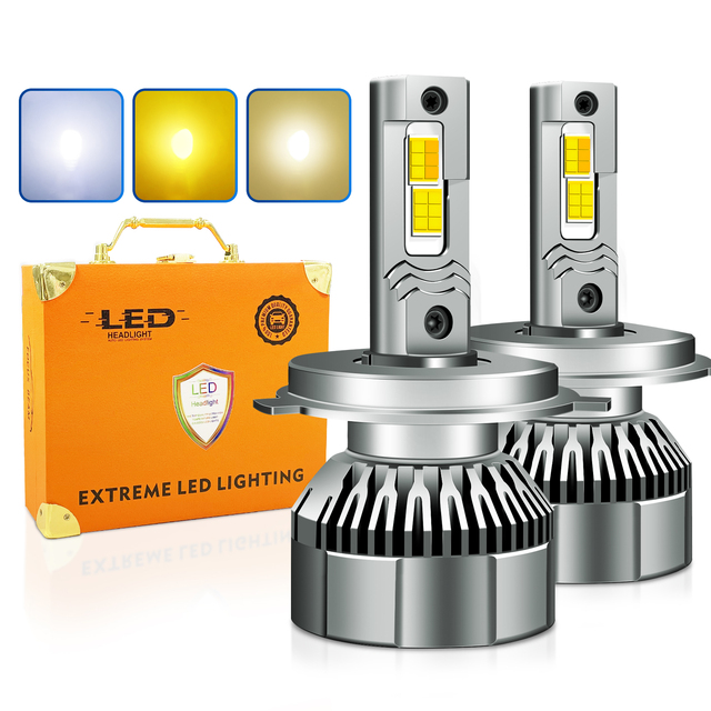 Led Brightest Headlamp Fog Light Car Headlight H3 Csp High Bright Hb3 H4 Projector Lights Bulbs 3 Color Brightest Headlamp