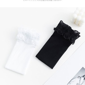 Lace Calf <b>Socks</b> For Women White 50D Cotton Mid Calf Summer Lolita Style - Product Image 3