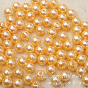 Perlas de imitación ABS redondas doradas de 6 mm para la fabricación de joyas - Product Image 1