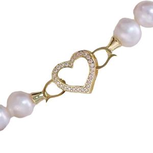 Boucle de perle en argent pur S925, accessoire de bricolage, faite à la main, pour collier chaîne de pull à simple boutonnage en forme de cœur, bijoux plaqués MM - Product Image 4