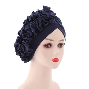 Wholesale 2022 Latest Design Women Turban Hat Side Plate Flower Watermelon Baotou Headtie Muslim India hats African Caps