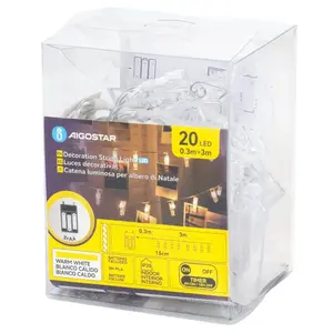 Ghirlanda di luci LED a batteria 3AA, con clip, luce bianca calda - ideale per decorare feste e creare atmosfere - Product Image 1