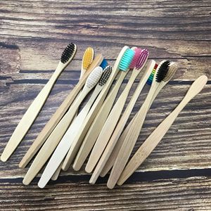 Brosse à dents en bambou pour adultes, poils doux naturels, biodégradable, lot de 10 brosses à dents manuelles pour adultes - Product Image 4