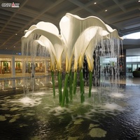 Décor d'étang de hall d'hôtel moderne en métal électro couleur Art grande plante Callalily Statue en acier inoxydable Calla Lilie fleur Sculpture
