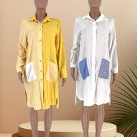 Robe décontractée pour femme à rayures imprimées, coupe ample, patchwork, contraste de couleurs, asymétrique