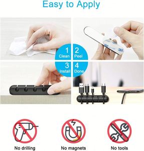 Clips de Silicona Resistentes para Cables de Carga USB, Organizador de Cables para Escritorio, Auto, Hogar y Oficina, en Blanco y Negro - Product Image 6