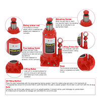 Gato hidráulico de botella de acero de alta calidad con capacidad de 8 toneladas, gatos para coches personalizados de 2-50 toneladas con altura de elevación de 205-390 mm