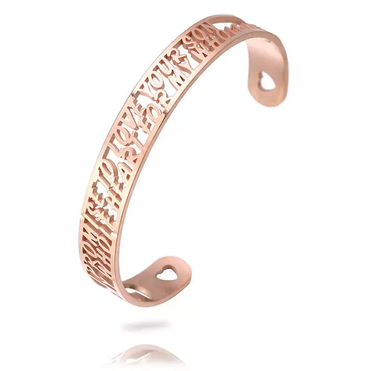 Bracelet personnalisé plaqué or 18k en acier inoxydable rempli d'émail, manchette large pour femme