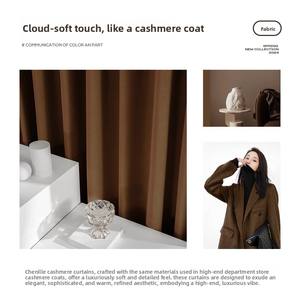 Rideaux occultants en chenille cachemire, nouveau style mi-siècle, tissu velours, <span class=keywords><strong>chambre</strong></span> à coucher, salon, sur mesure, motif uni - Product Image 4