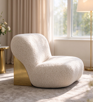 Fauteuil d'appoint en bouclette de luxe italien, panneau latéral doré, canapé enveloppant confortable pour salon