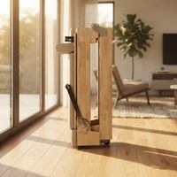 Nouveau design, lit de Pilates pliable portable en chêne massif, gain de place, rangement facile, couleur de cuir personnalisable pour la salle de sport