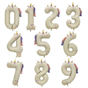 40 Zoll Große Zahlen-Heliumballons Geburtstagsparty-Dekoration Digitale 0-9 Matte Regenbogen-Einhorn Zahlen-Folienballons - Product Image 1