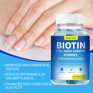 Gummies de Vitamines pour Cheveux et Peau Marque Blanche – Gummies de Biotine <span class=keywords><strong>Pure</strong></span> et de Collagène Végétaliens et Halal - Product Image 4