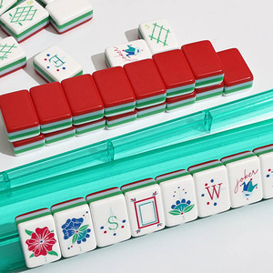 Juego de Mahjong Americano de Cuatro Capas con 160 Fichas Acrílicas Rojas, Diseño Acrílico, Fichas de Mahjong para Noches de Juego - Product Image 3