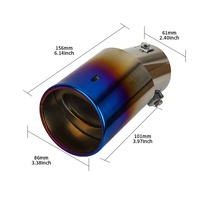 Ujung Knalpot Mobil Stainless Steel Chrome Trim Single Rear Tail Throat 2.4'' Inlet 3.38'' Outlet Exhaust Tip