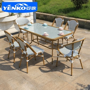 Mesa y sillas de <span class=keywords><strong>bambú</strong></span> estilo francés, conjunto de jardín, mesa de comedor para patio, muebles de exterior - Product Image 5