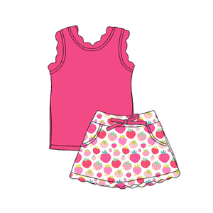 GSSO3775 Conjunto de Verano Personalizado para Niña Pequeña, Azul con Estampado de Flores, Ropa de Verano sin Mangas para Niñas, Venta al Por Mayor - Product Image 6