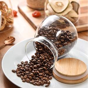 กระป๋องแก้วใสใส่อาหารพร้อมฝาไม้ไผ่สุญญากาศขวดแก้วใสสำหรับกาแฟเสิร์ฟชาแป้งน้ำตาลขนม<span class=keywords><strong>คุกกี้</strong></span> - Product Image 3