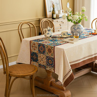 Nappes florales italiennes rectangulaires françaises design, nappe rétro en polyester pour cuisine et salle à manger