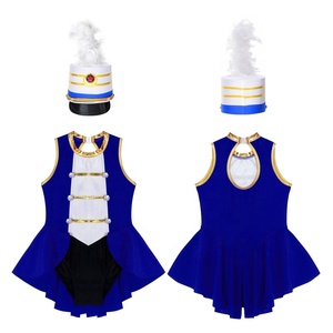 6-16 Kid Girls Black Latin Dance Competition Flag Raiser Honour Guard Costume Set Leotard Dress Up Theme Party Stage Performance - Product Image 4