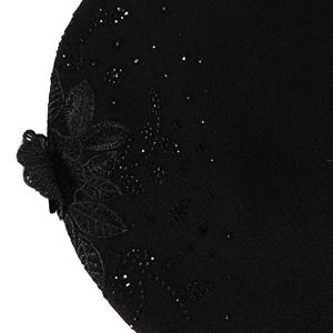Bérets en laine <span class=keywords><strong>tricot</strong></span>ée pour femmes, broderie florale et strass, pour l'hiver, vente en gros - Product Image 3