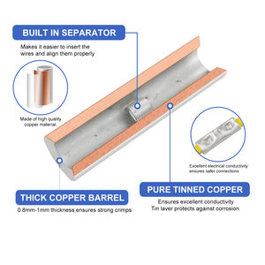 BN2 非絶縁錫メッキ銅端子 600V 定格 <span class=keywords><strong>CE</strong></span>/ROHS認証 コードプレスワイヤジョイントチューブラグバットスプライスコネクタ - Product Image 4