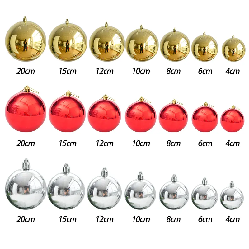 3/4/6/8/10/15/20/25/30/40/50/60 cm Weihnachts große Kunststoff-Weihnachtskugel Silber Rot Gold bruchsicher Weihnachtskugel Baumschmuck