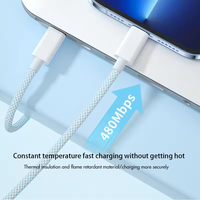 Câble USB-C vers Type-C Justlink OEM/ODM 1m PD 20W à charge rapide, conducteur en cuivre pur, gaine en nylon, blindage tressé pour iPhone
