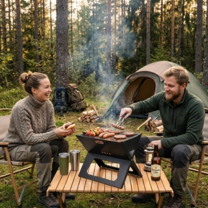 Camping Campfire <b>Grill</b> Portable Folding Charcoal <b>Grills</b>, Backpacking <b>BBQ</b> <b>Grill</b> for Outdoor Cooking Bonfire Patio Backyard - Product Image 5