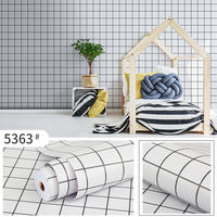 Papier peint vinyle géométrique noir et blanc, auto-adhésif, mat, en forme de grille, rouleau pour chambre à coucher, salon, hôtel