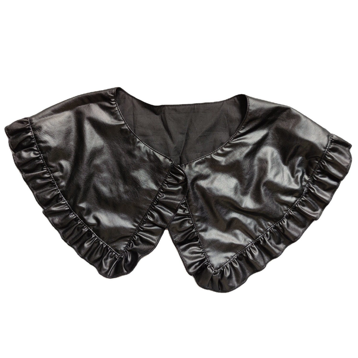 Эффектный большой съемный воротник из искусственной кожи для рубашек