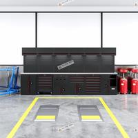 Nouvelle Armoire à Outils d'Atelier en Acier Grande Taille Démontable Noir-Rouge OEM OBM avec Plan de Travail de Garage et 5 Tiroirs – Emballage Plat