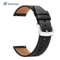 Correa de reloj de cuero genuino cosida de 18mm, 20mm, 22mm para Huawei GT5 GT4 GT3 Pro Samsung Galaxy Watch, correa de hebilla para uso diario