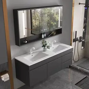Phòng tắm sang trọng ngăn kéo lưu trữ Vanity tủ với gương rửa lưu vực cho khách sạn phòng tắm
